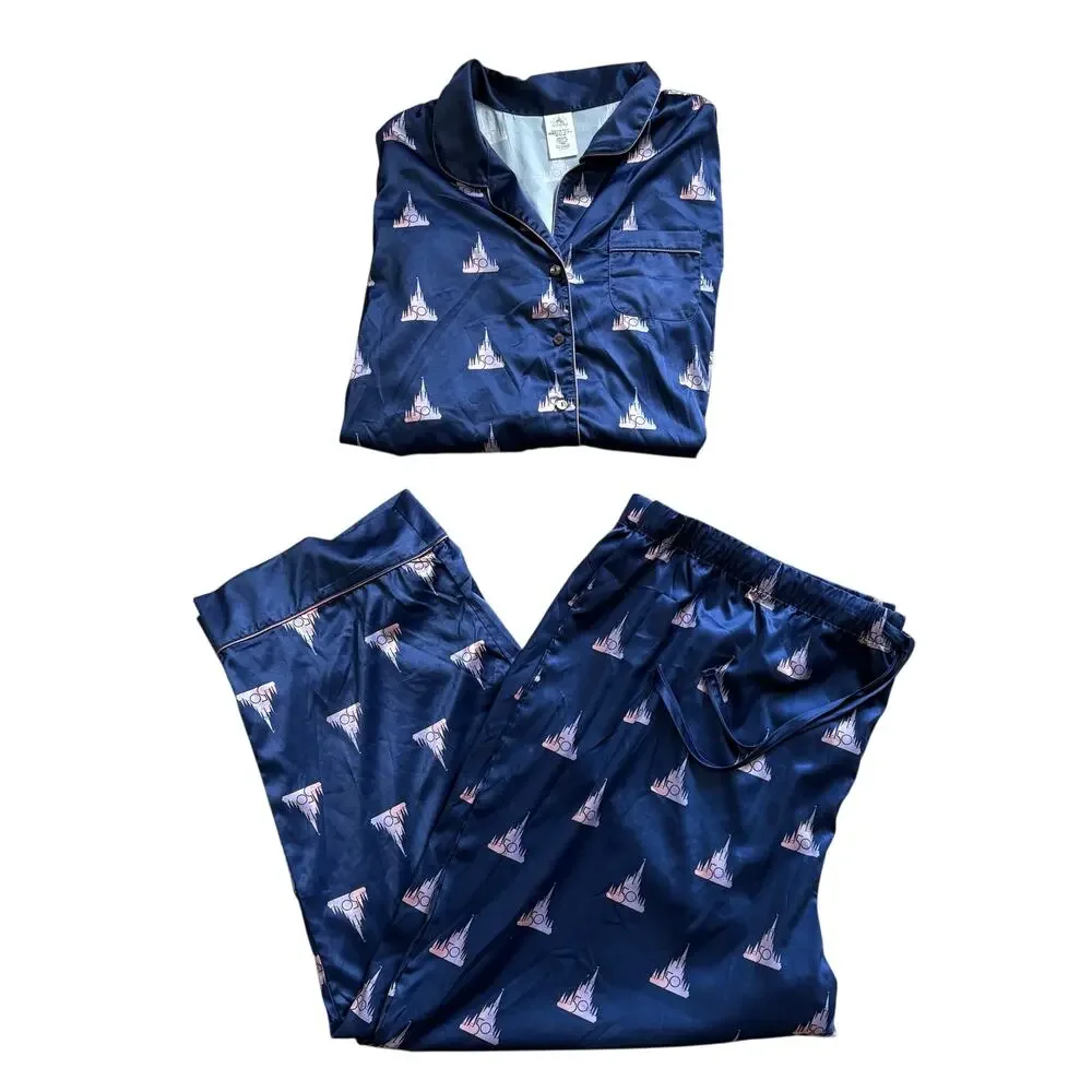 Walt‎ Disney World 50th Anniversary Satin Pajama Set Cinderella Castle 2 PC 3XL